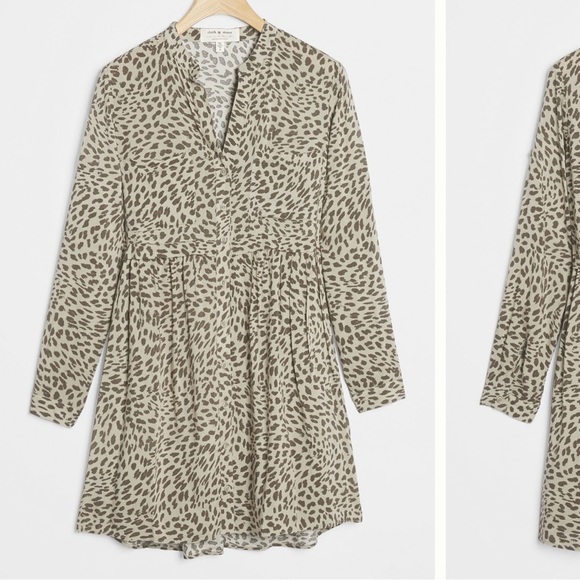 Anthropologie Dresses & Skirts - Anthropologie Cloth & Stone Cheetah Print Mini Dress in Olive Size S